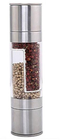 Dubbelhuvud i rostfritt stål manuell pepparkvarn 2 i 1 Salt- och pepparkvarnshakers till hemmet kök/95
