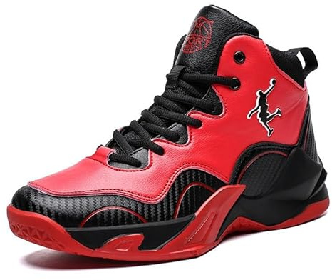 Solastride Men's Plus Size Basketball Shoes Anti Slip Wear-Resistant Shock-Absorbing Grab Grip Outdoor Casual Sports Shoes(Red,12.5 UK)