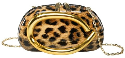 TIEZHICHESHI mode avslappnad axelväska slung kreativ leopardväska, Brun
