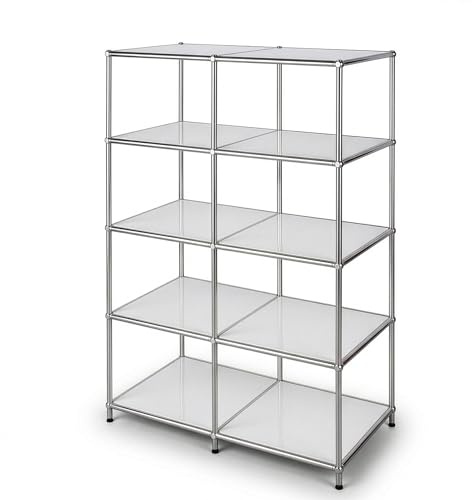 KARAT Étagère Métallique L78 × P40 × H118 cm avec 5 Niveaux Concept Epure MK-015 – Bibliothèque Ouverte, Meuble de Rangement, Séparateur de Pièce, Étagère Cube (Blanc)