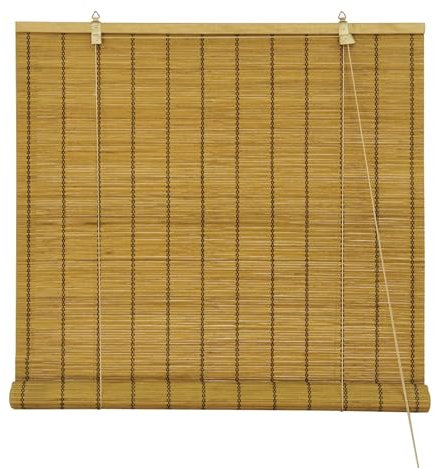 Victoria M. Bambusrollo Sonnenschutz Sichtschutz Rollo Seitenzugrollo, für Fenster und Türen, Blickdicht, 60 x 220 cm, Braun