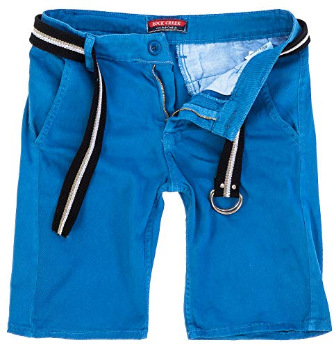 Rock Creek Herren Chino Shorts Hose Kurz Chinoshorts Inkl Gürtel Männer Sommer Bermuda Stretch Rc-2133 38 Hellblau