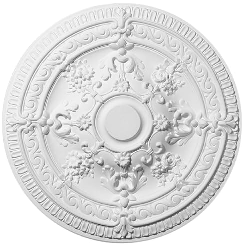 DECOSA Rosette Elena, weiß, 2 Stück à Ø 62,5 cm - Stuckrosette aus Styropor - individualisierbare Deckenrosette