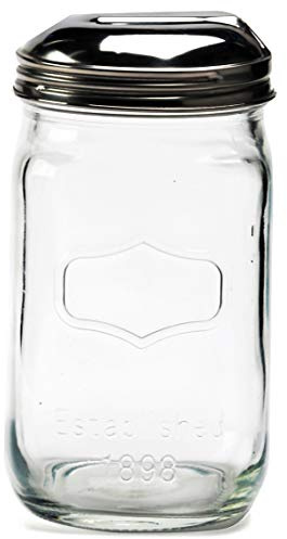 Circleware Yorkshire Mason Sugar Jar Glass Canister with Metal Lid, Home Kitchen Glassware Food Preserving Storage Container for Coffee, Tea, Spices, Cereal and Farmhouse Decor, 18.25 oz, Clear