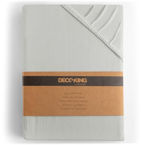 DecoKing Spannbettlaken 200x220 220x240 cm 100% gekämmte Baumwolle Silber Spannbetttücher Jersey Boxspringbett Amber 200 x 220 220 x 240