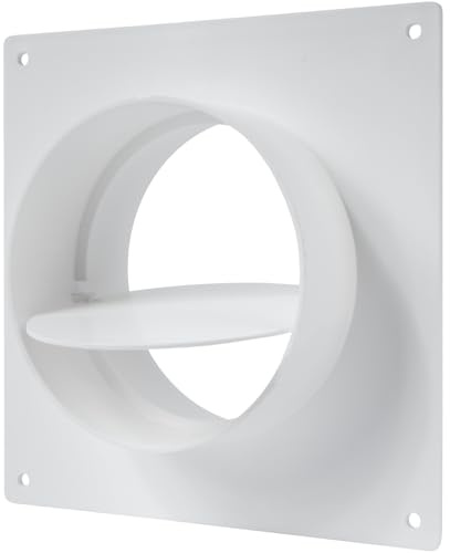 Vent Systems 4 inch Air Vent Duct Connector Flange Straight Ventilation Pipe Plastic Ducting Connector Plate For Cooling Heating Ventilation System HVAC With Valve