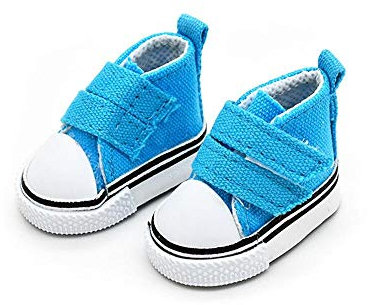 Aeromdale Puppenschuhe aus Segeltuch, einfarbig, 5 cm, Puppenschuhe mit Klebeband für 20 cm große Puppen, Mädchen, Spielzeug, Geschenk, Blau, 1 Paar