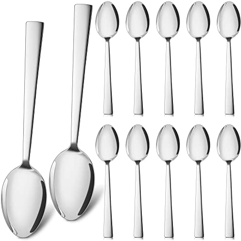 HaWare Löffel 12 Stück, Edelstahl Suppenlöffel Esslöffel 12er Set, Elegantes & Modernes Menülöffel Tafellöffel Set für Zuhause/Restaurant/Party, Hochglanzpoliert & Spülmaschinenfest - 19.5cm