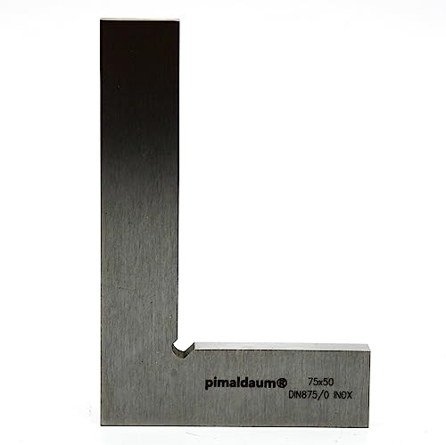 PIMALDAUM Squadra con battuta 90° DIN 875/0 – Acciaio inox 4Cr13 – Squadra di precisione classe 0 – Strumento di controllo e misura per officina e industria – Diverse misure (75 * 50 mm)