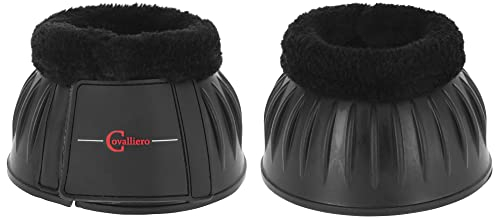 Covalliero Hufglocken Gummi mit Fellrand schwarz, Größe:Cob
