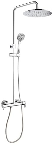 Ramon Soler Blautherm. Columna de Ducha con Grifo Monomando y Barra Telescópica. Set de Ducha con Sistema S2 de Ahorro de Agua y Acabado Cromado de Gran Resistencia