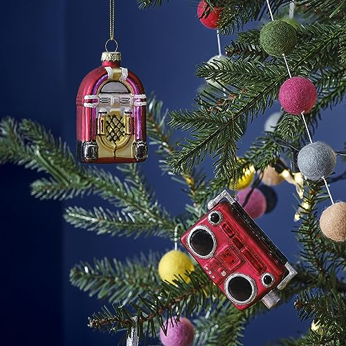 Ginger Ray Christmas Novelty Retro Juke Box & Boombox Hanging Tree Decorative Accessories 2 Pack, Pink