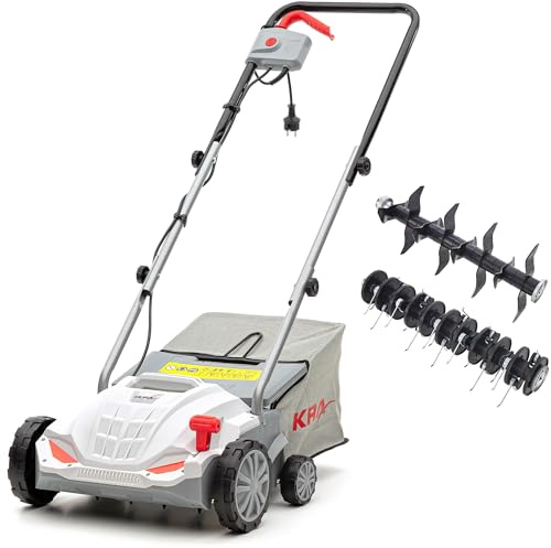IKRA scarificatore arieggiatore elettrico IEVL 1532, cesto di raccolta 30l, larghezza 32cm, profondità di lavoro regolabile, 1500W