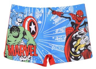 Marvel Avengers Bañador para Niño, Diseño Los Vengadores Shorts de Baño Boxer, Bañador de Natación Infantil, Talla 10 Años, Rojo