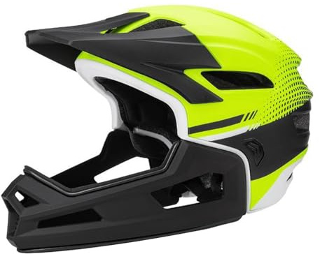 Casque de Vélo Intégral avec Doublure Amovible, Casque de Vélo Montagne, Casque Unisexe VTT MTB Femmes et Hommes, Taille Réglable 58-62cm Casques Anti-Choc équitation, Jaune Fluo