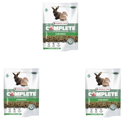 Versele-Laga Complete Cuni Adult | Paquete Triple | 3 x 500 g | Alimento Completo para Conejos Adultos | Sabrosos pellets Todo en uno | con Fibras largas y Hierbas
