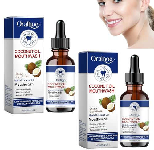 2 Flaschen KokosöL MundspüLung FüR ZäHne KokosöL ZäHne Coconut Oil Mouthwash öLziehen KokosöL MundziehöL MundspüLung KokosnussfrischöL-Pulling MundspüLung Wird Verwendet Frischer Atem