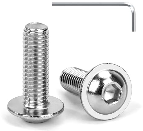 Tunejoy Viti a Testa Bombata con Flangia M8 x 25 mm Vite a Testa Esagonale Bulloni in Acciaio Inox A2 V2A Viti a Brugola con Chiavi a Esagono Filettatura Completa 20 Pezzi