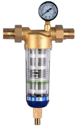 Whole House Pre Filter Backwash Stainless Steel Mesh Purifier Central Prefilter Water Filter Sediment Filtration with High Filtration Rate(25.5MM)