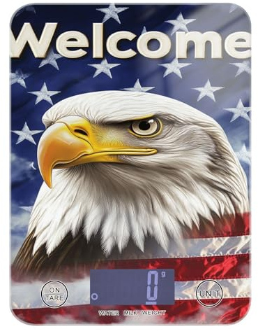 Piccola bilancia portatile per alimenti, da viaggio, 5 kg/5 g, bandiera americana, bilancia da cucina con 4 unità per la perdita di peso, cottura al forno (batterie non incluse) peso digitale para