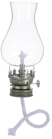Angoily Lampe à Pétrole Vintage Verre Transparent avec Métal Abat-Jour Résistant pour Lampe à Huile Rechange pour Lanterne Tempête Éclairage Ajustable pour Camping et Décoration