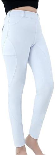 GIYXHU Ridbyxor dam ridbyxor fullsäte knäbyxor ridning skola tights utomhus sportkläder riddarutrustning kläder, Vitt, L