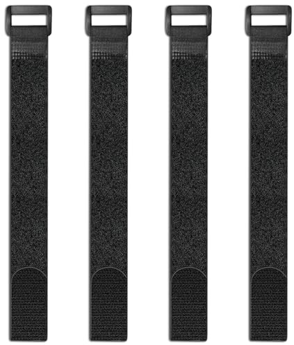 4 Brassards de Sécurité et Serre-Pantalon à Scratch 20x300mm, Sangle Réglable pour Cheville et Mollet, pour Vélo, Randonnée et Jardinage, Noir