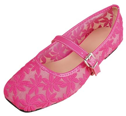 HTNEDNST Bailarinas Mujer Cómodo Zapatos de Verano Zapatos Elegantes Zapatos de Boda Cómodos Ligeros Bailarina de Tiras Planos Zapatos de Tela Transpirable Zapatos de Novia Suave Cerrado, A11 Rosa, 37
