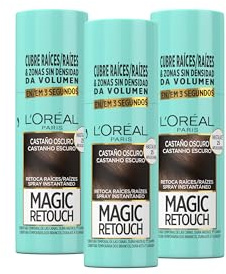 L'Oréal Paris Pack de 3, Magic Retouch Spray Retoca Raíces y Canas Castaño