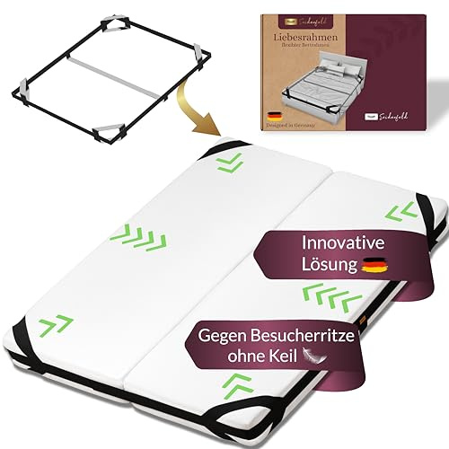 Seidenfeld® Liebesbrücke: Flexibler Bettrahmen für Matratzen [200cm x 140-200 cm] gegen Besucherritze und verrutschende Matratzen | Matratzenverbinder | Besucherritzenfüller | Matratzenhalter