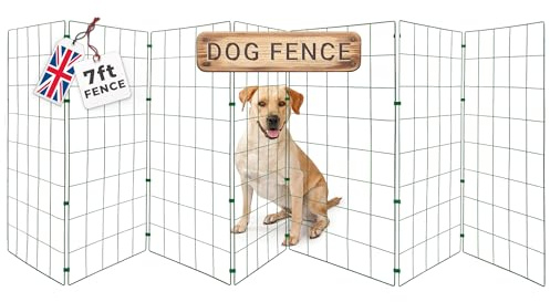 Conka Pets – Outdoor Dog Fence – Wire Garden Barrier for All Sized Dogs – 1 Metre High – 10cmx12cm Mesh Stops Dogs from Jumping - Portable, Strong, Durable and Foldable - Covers 7ft/2.1 Metre Gap