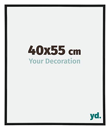 Your Decoration - Cornice per foto 40 x 55 cm - Nero opaco - Cornice in plastica con vetro acrilico - Cornice antiriflesso - Cornice 40 x 55 cm - Annecy