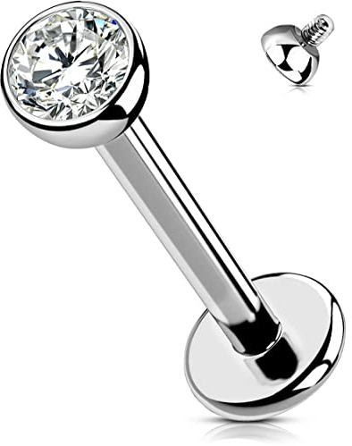 OUFER Body Piercing Lippenpiercing 16G 6 mm/8 mm/10 mm/12 mm Helix-Ohrringe Innengewinde Tragus-Ohrring Schmuck Güteklasse 23 Titan Helix Lippe Labret-Piercing