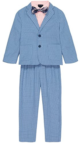 Nautica Boys 4-Piece with Dress Shirt, Tie, Jacket, and Business Suit Pants Set, Clear Sky, 5 US