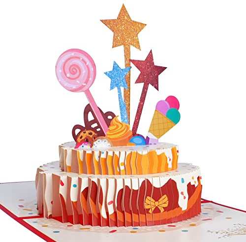 OFFCUP Tarjetas de Felicitación Cumpleaños, Tarjetas Desplegables 3D, Postal cumpleaños con Happy Birthday Caja para Hombres y Mujeres, Familias, Amantes, Amigos y Niños (Estrella)