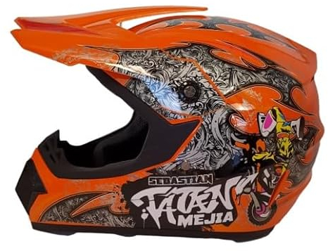 Kinder Crosshelm Mejia – Motorradhelm für Kinder, ABS-Schale, robuster Kinderhelm für Downhill, Quad und Motocross, Orange, Größe XS, 51 – 52 cm