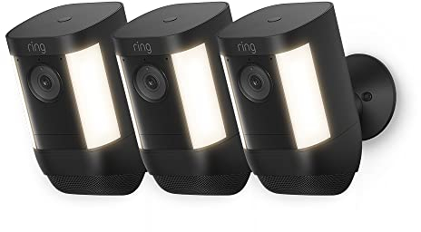 Ring Spotlight Kamera Pro Kabel (Spotlight Cam Pro Wired)| Überwachungskamera aussen mit HDR-Video, WLAN, Bewegungserfassung, Alexa-kompatibel | Festverdrahtete Sicherheitskamera mit LED & Sirene
