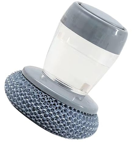 Fcnjsao Brosse de nettoyage de cuisine avec distributeur de détergent, grattoir résistant aux rayures pour casseroles et poêles, liquide vaisselle durable