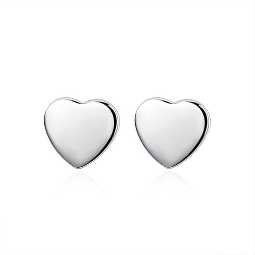AMDXD Pendientes para mujer, oro blanco de 18 quilates, 750, diseño de corazón, estilo Art Nouveau, oro de 18 quilates