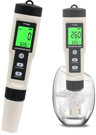 CAOJS Penna Elettronica per Test dell'Acqua, Tester Digitale della qualità dell'Acqua con PH/ORP/H₂/Temp, Tester per la concentrazione di idrogeno, preciso e affidabile, per Acqua Potabile, Piscine