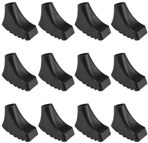 12 stycken nordiska promenadkäppar gummidämpare, 12 mm nordiska promenadkuddar | Maskstorlek 12 mm, promenadstavar gummibuffert, säkert grepp, halkfri, för asfaltgator, skottvägar, bergsvandringar