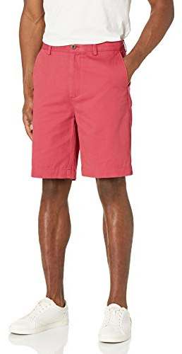 Amazon Essentials Men's Classic-Fit 9 Cotton Twill Chino Shorts with Button-Through Pockets, Raspberry Red, 32