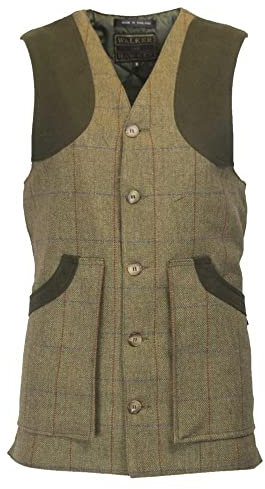 Walker and Hawkes Winston Tweed väst för män – inspirerad av ridning och jakt – skogsgrön, Skogsgrön, L