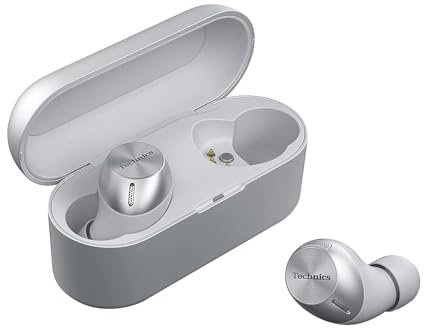 Technics True Wireless Multipoint Bluetooth Earbuds mit Mikrofon, HiFi, Klare Anrufe, Lange Akkulaufzeit, Leichte Comfort Fit, Alexa Built in, EAH-AZ40-S (Silber)