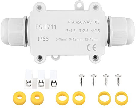 Elezenioc IP68 Waterproof Junction Box, 2 Way outdoor electrical cable connector external weatherproof M20 Gland Wire Connector for 5-15MM Diameter Cable, White