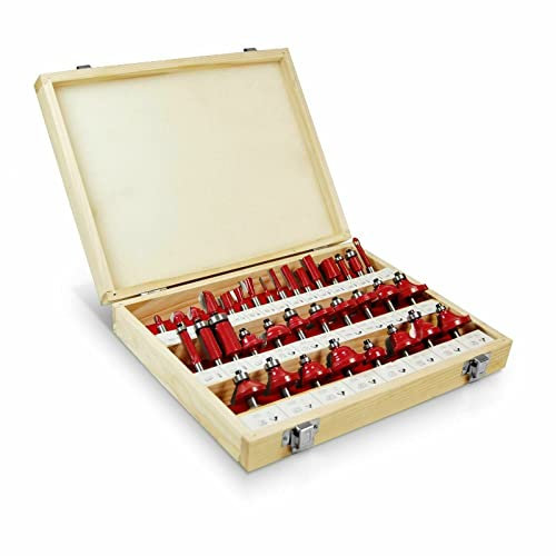 KIT SET DI 35 FRESE FRESA FRESATRICE PUNTE PER LEGNO PANTOGRAFO CON GAMBO DA 8MM