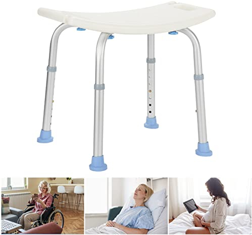 Sonnewelt Duschhocker Duschstuhl Belastung 136kg 8-Fach höhenverstellbar Badhockerund 35-55 cm Anti-Rutsch-Füße Stabil badhocker für die dusche-Ohne Bohren