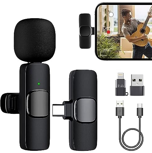 YeahBoom Kabelloses Lavalier Mikrofon für iPhone, iPad, Android-HandyLavalier Microphone Kabellos,Mini Mikrofon für Live-Streaming,Videoaufnahmen,YouTube, Vlog Podcast Content Creator