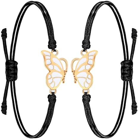 Mezrkuwr 2 Stück Armband Schmetterling, Paar Armband, Freundschaftsarmbänder, Beste Freundin Geschenke, Freundschaftsarmband für BFF, Mädchen, Paar, bff geschenke