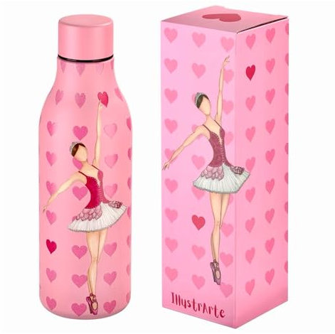 IllustrArte bottiglia termica da 500 ml – Acciaio inox a doppia parete, isolamento sottovuoto, senza BPA, resistente a graffi e condensa – Design flamenco con abito bianco